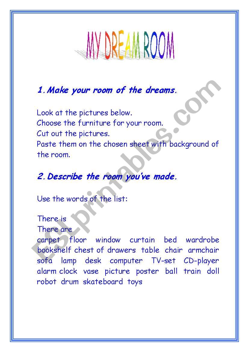 MY ROOM OF DREAMS - page 1 worksheet