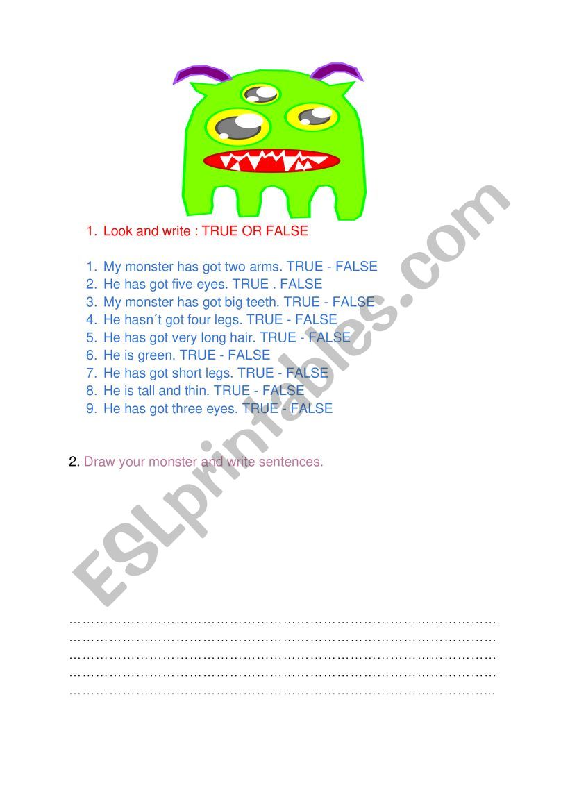 MY MONSTER worksheet