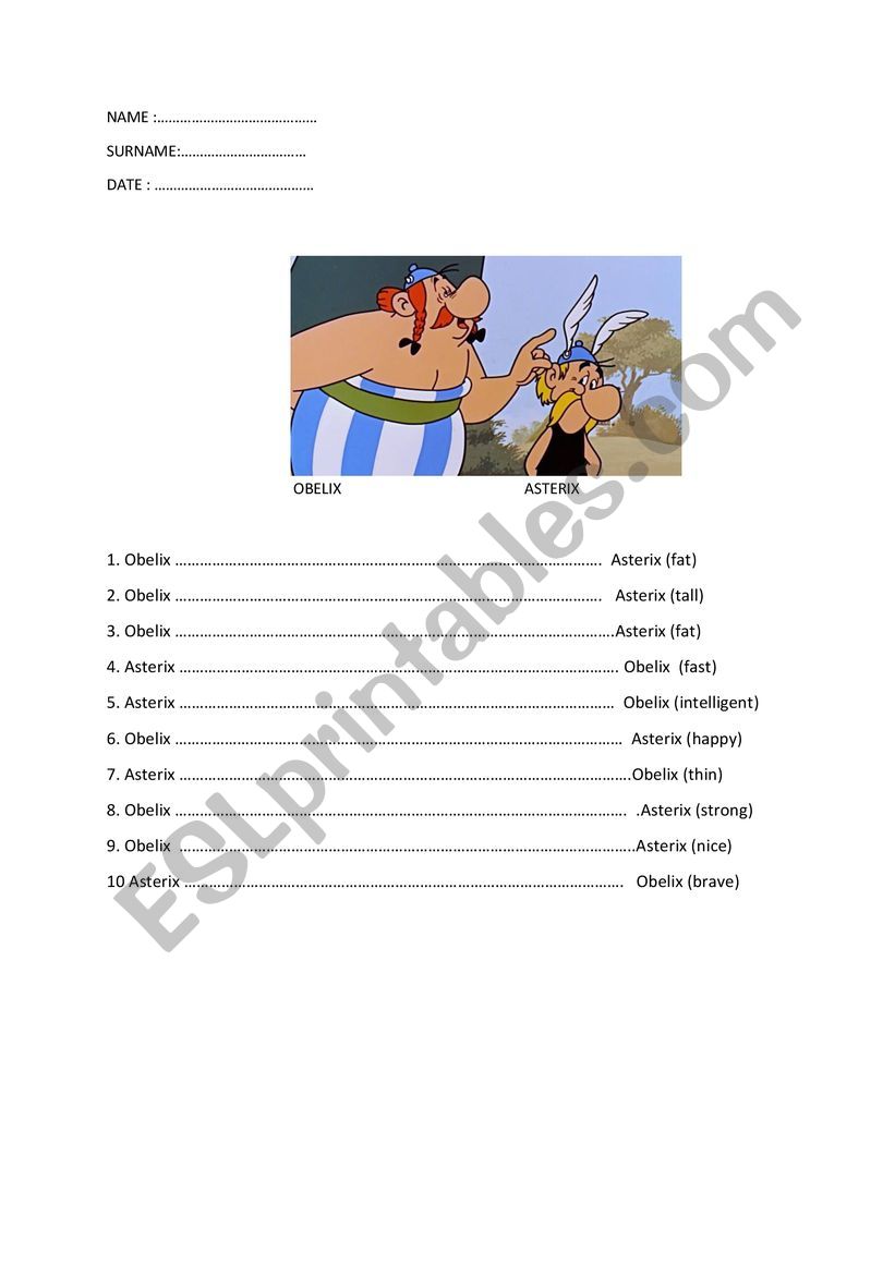 COMPARATIVES  worksheet