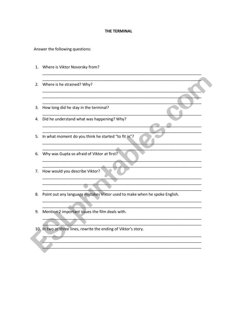 The Terminal worksheet