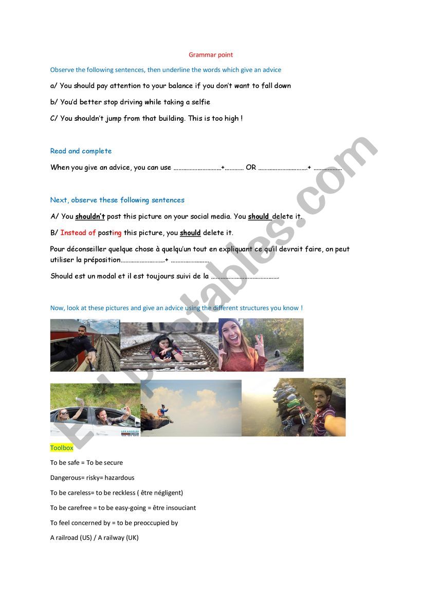 advice worksheet worksheet