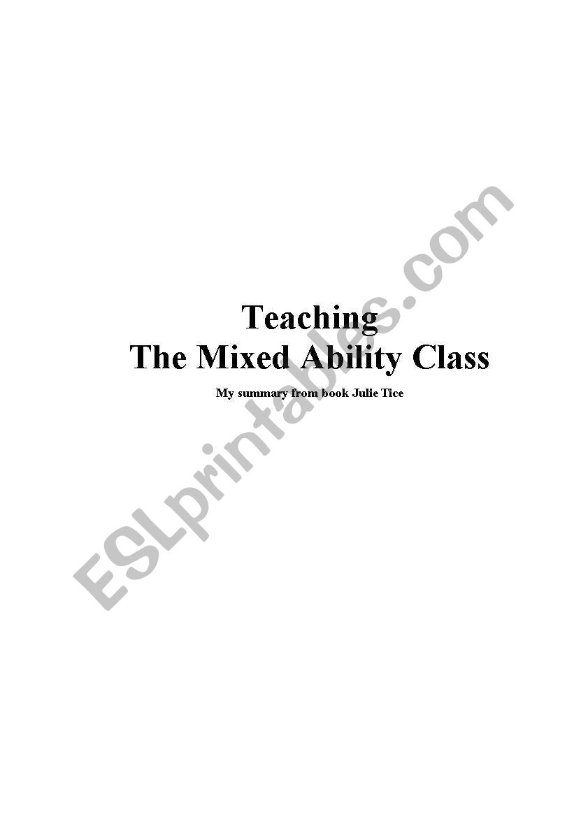 Teaching the mixed ability class