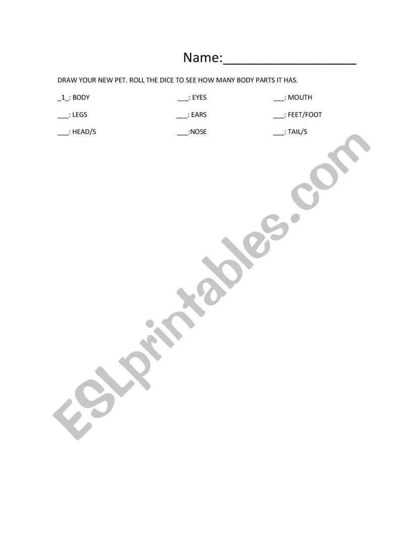 Pet drawing worksheet