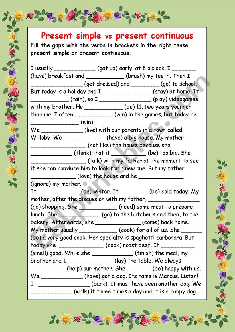 Present simple vs present continuous