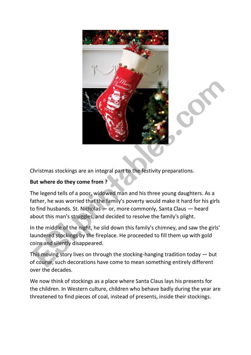 Christmas stockings worksheet