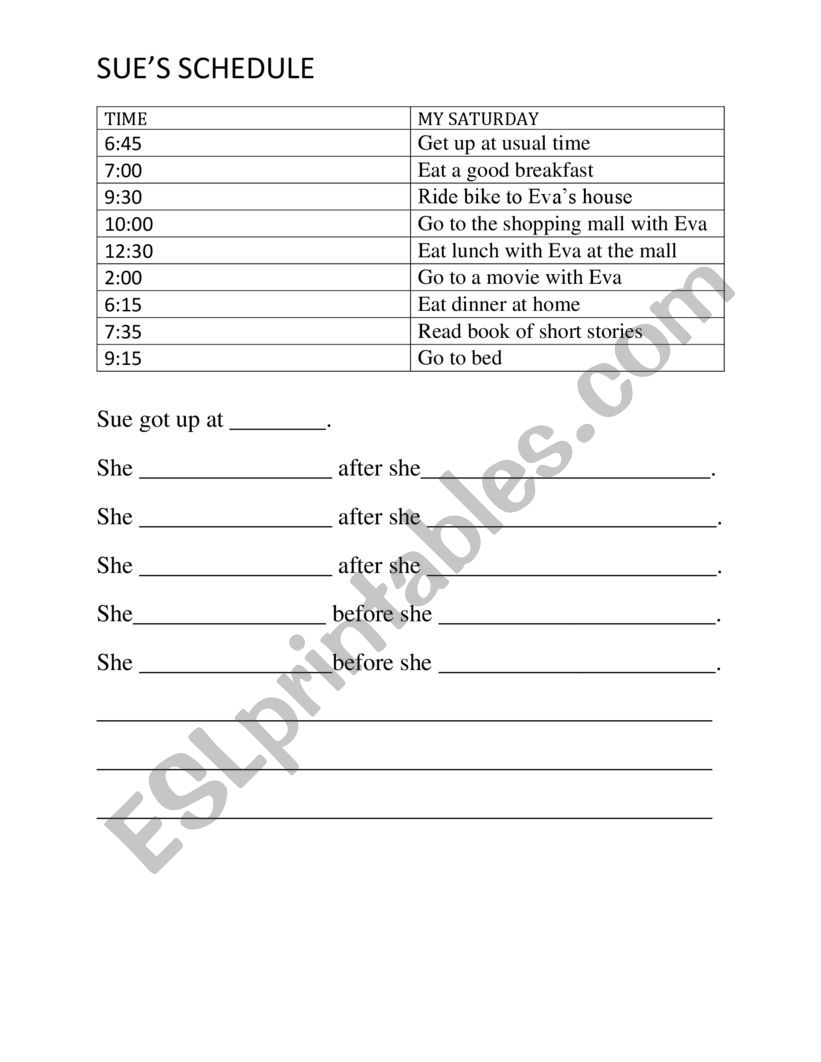 Daily Rountines worksheet
