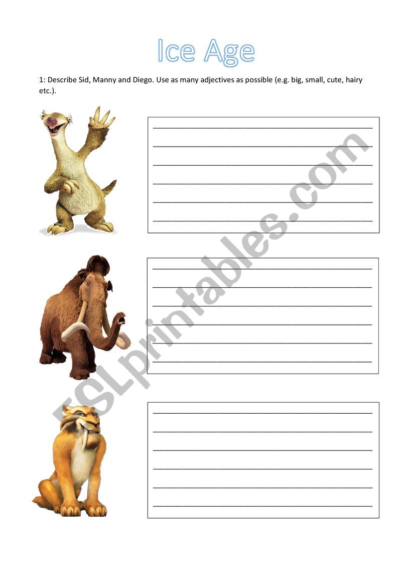 Ice age worksheet