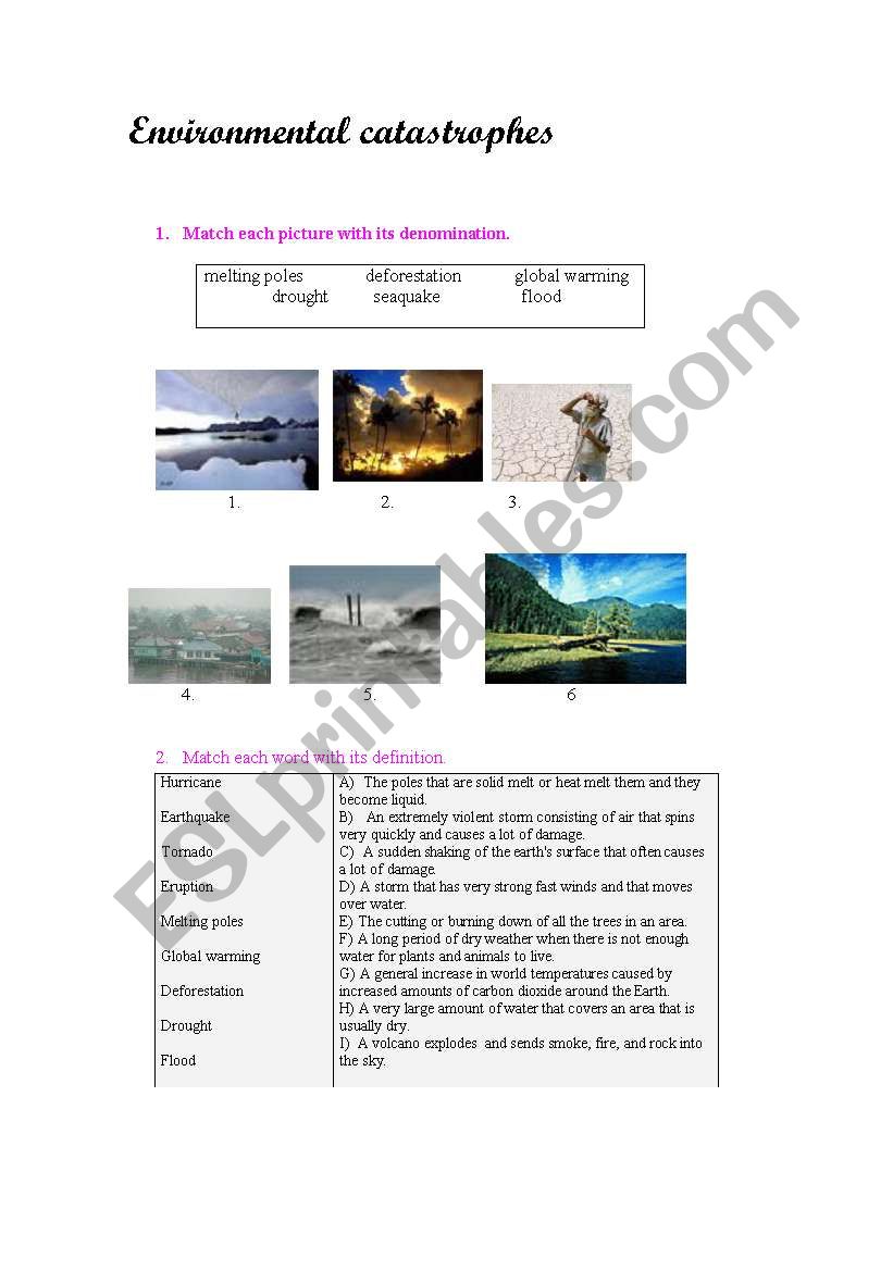 environmental catastrophes vocabulary