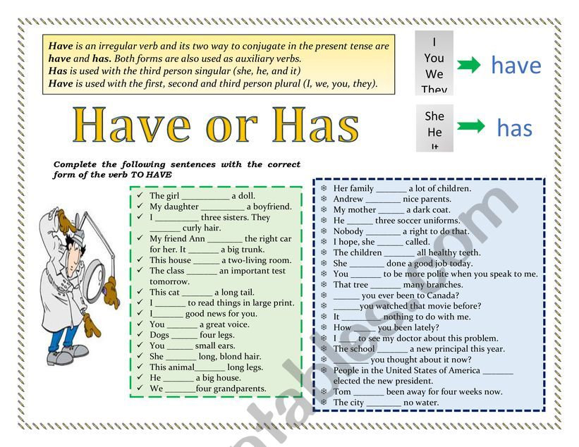 Have or has - Present Tense Form