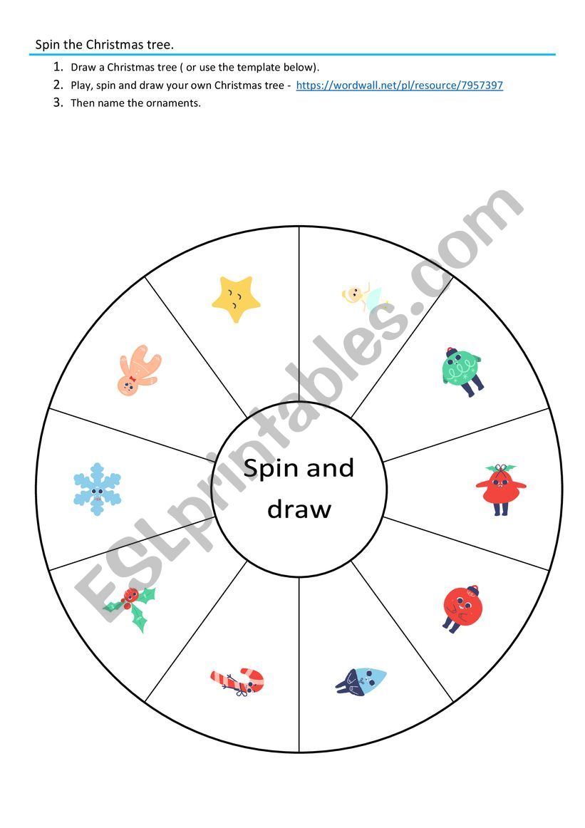 Spin the Christmas tree worksheet