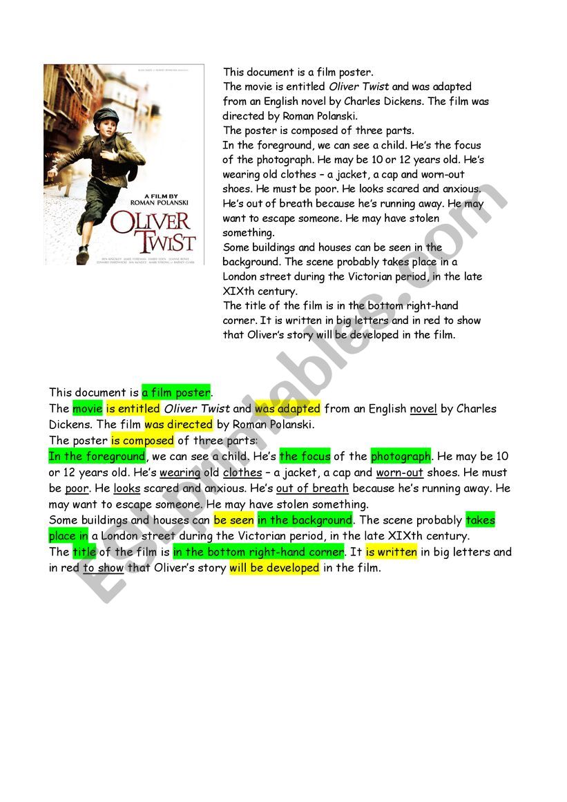 oliver twist worksheet