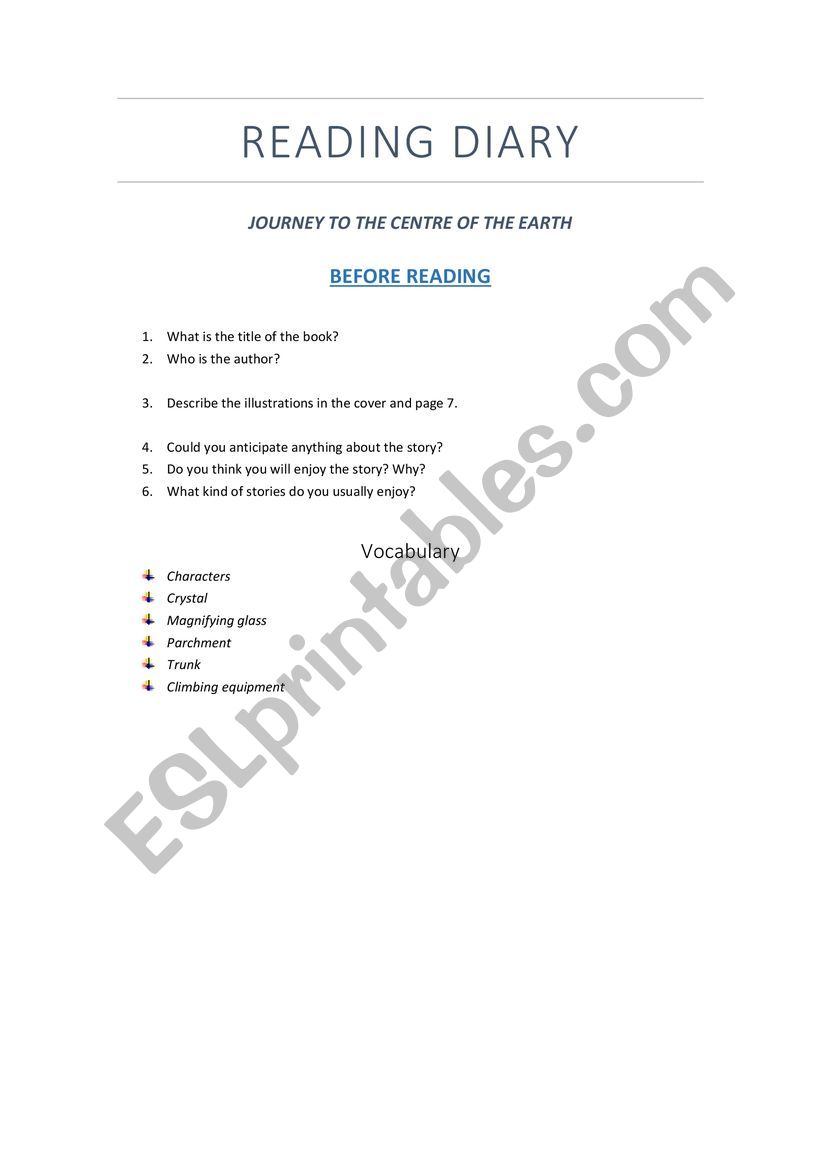 Journey to the centre of the earth activity booklet