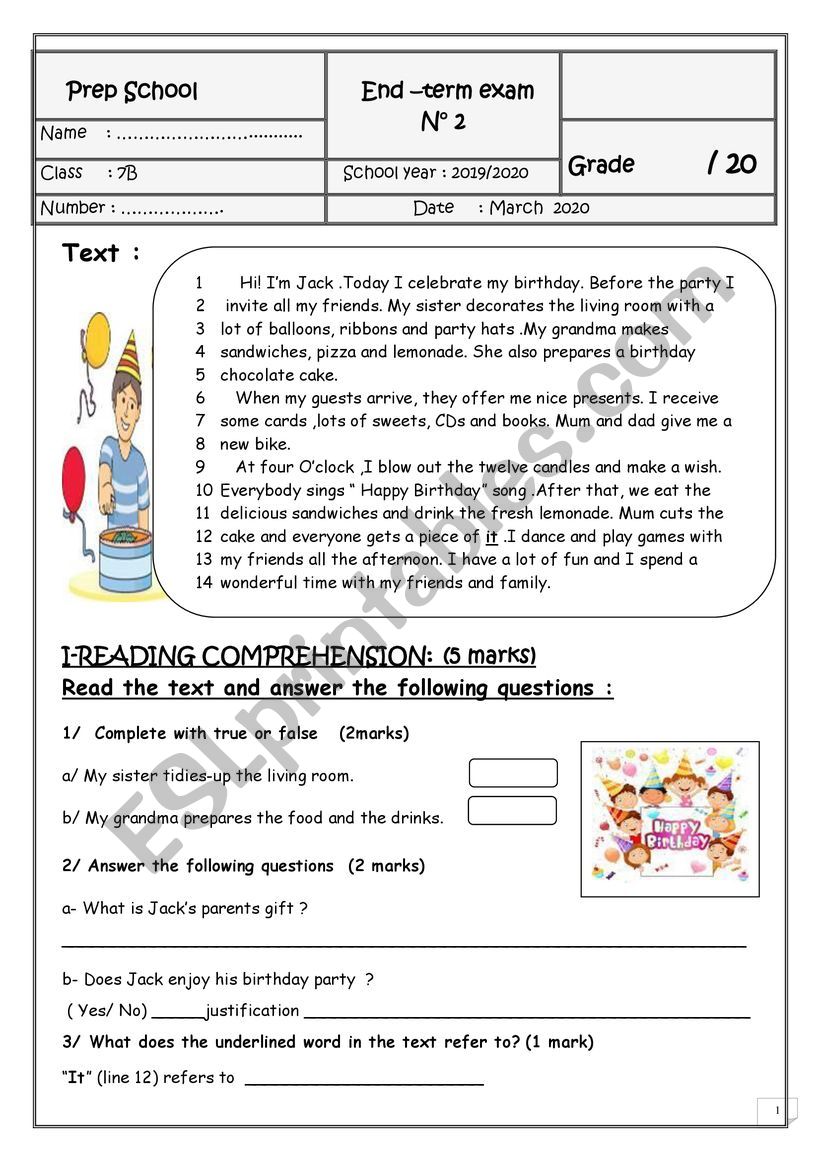 7th end term 2 worksheet