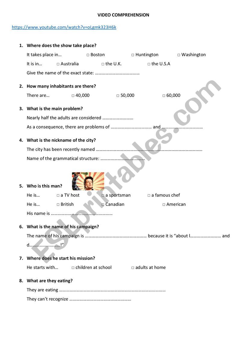 Food Revolution worksheet worksheet