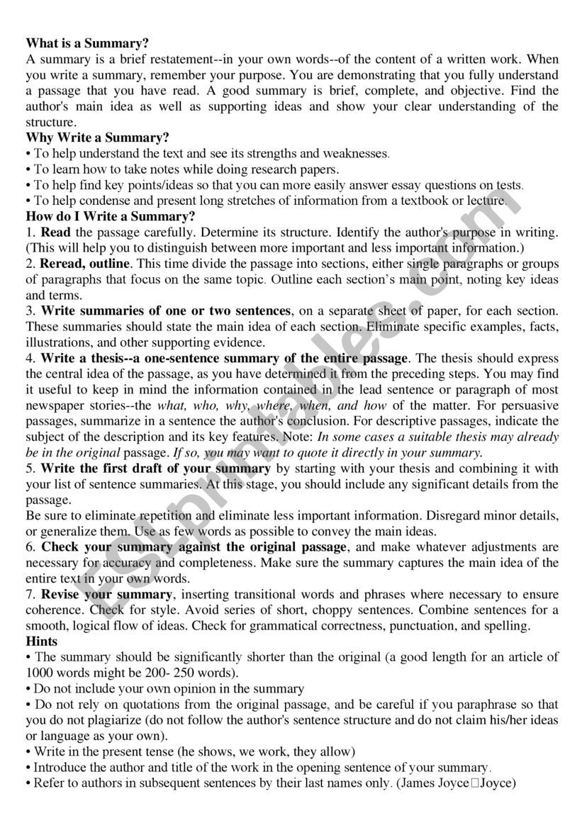 summary-sheet-for-igcse-students-esl-worksheet-by-essam-abdou