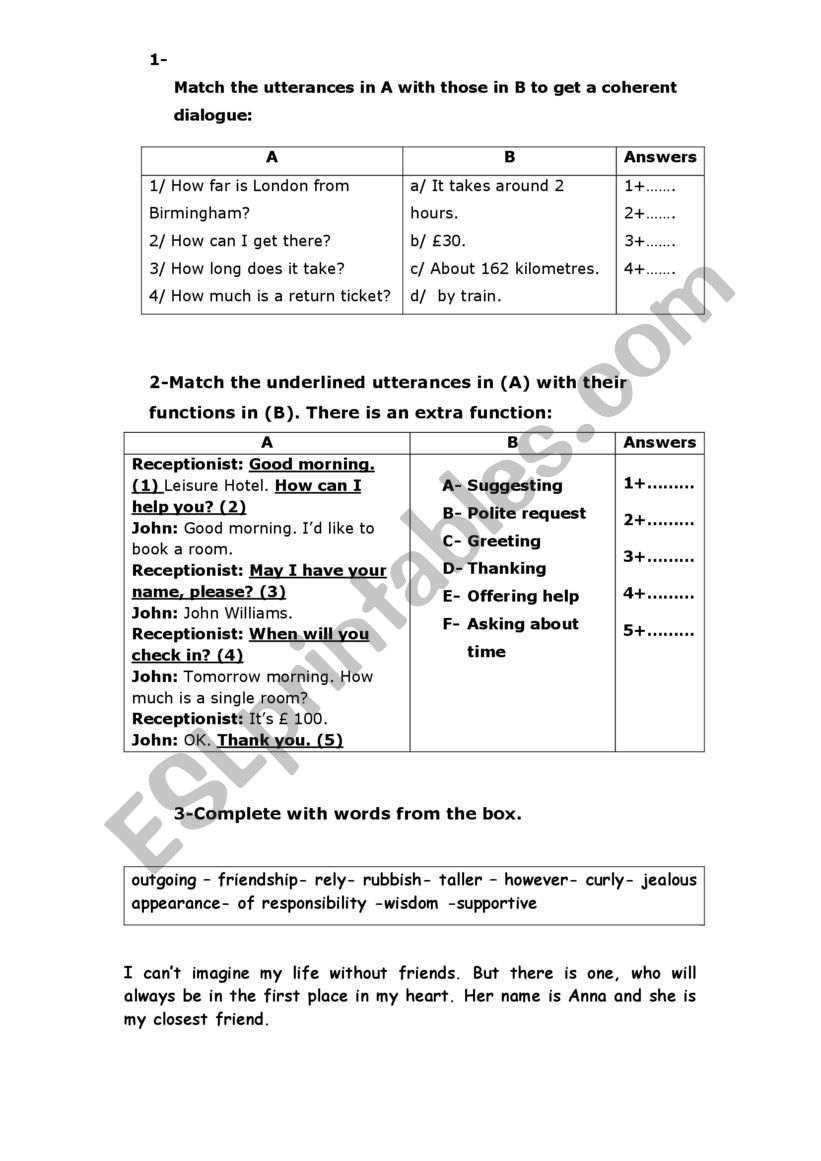 helpful tasks worksheet