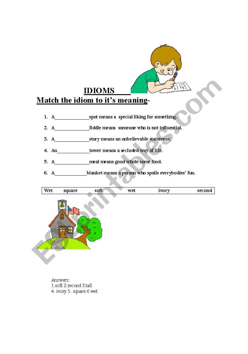 IDIOMS WITH ADJECTIVES worksheet