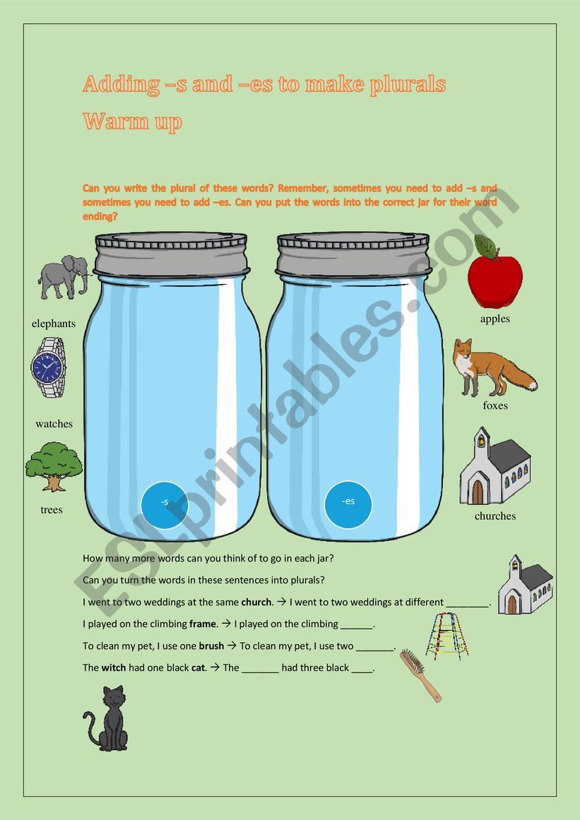 THE PLURAL OF NOUNS worksheet