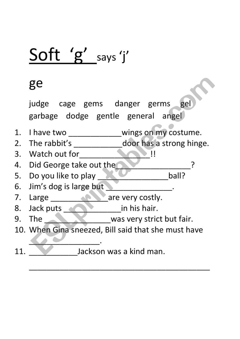 soft g ge gi gy worksheet
