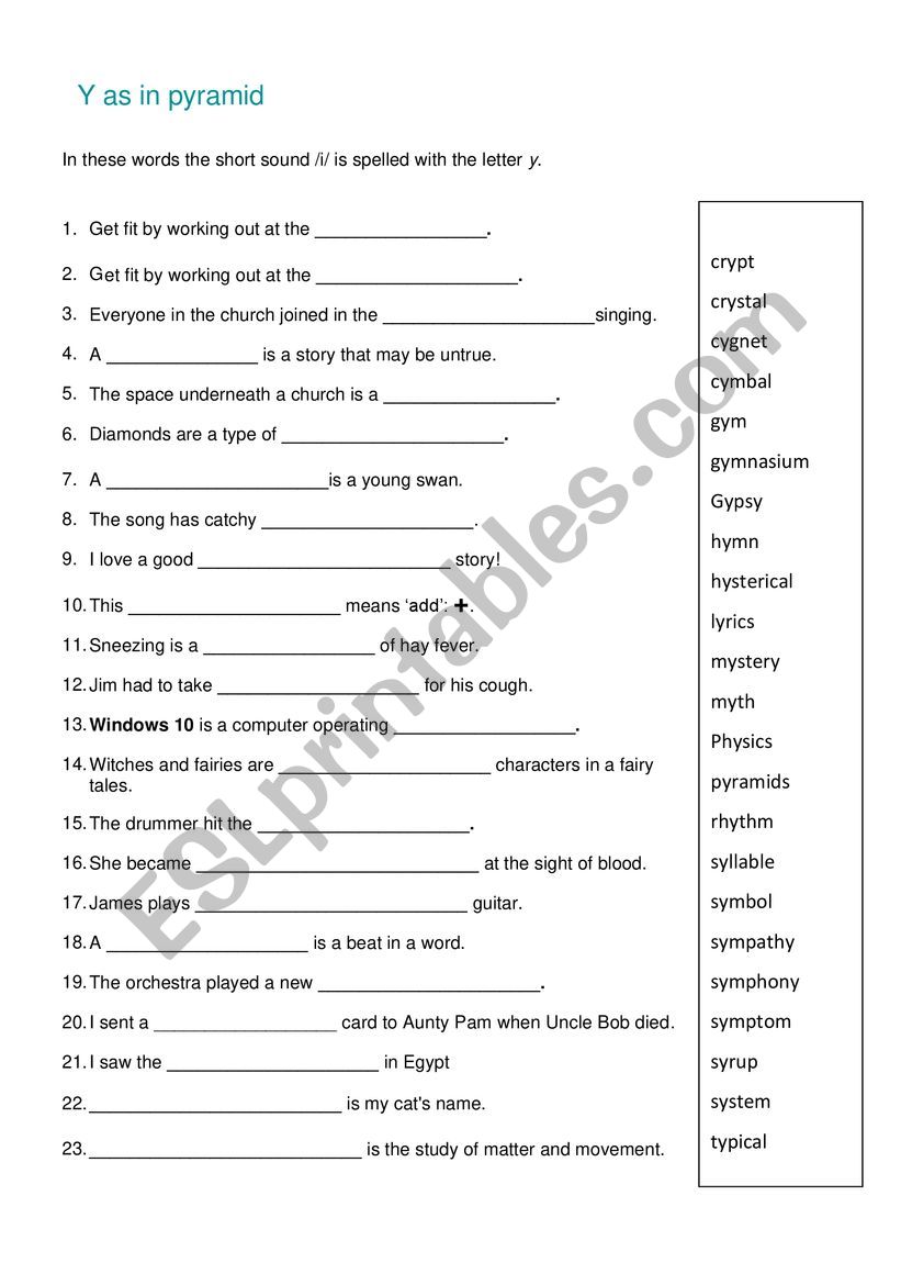 y as in pyramid worksheet