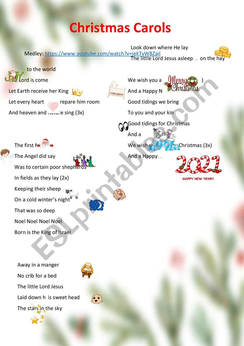 Christmas Carols - medley worksheet