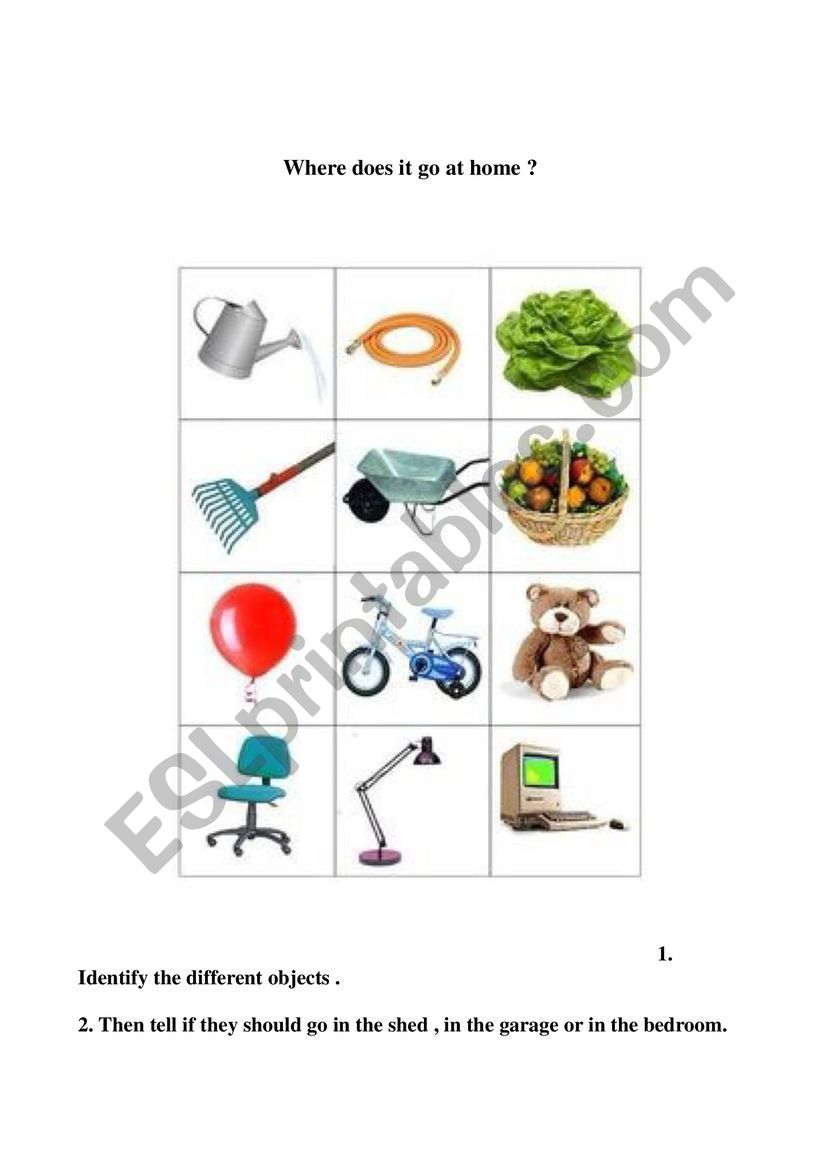 Where does it go at home  worksheet