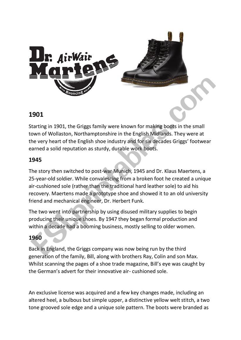 Dr martens worksheet