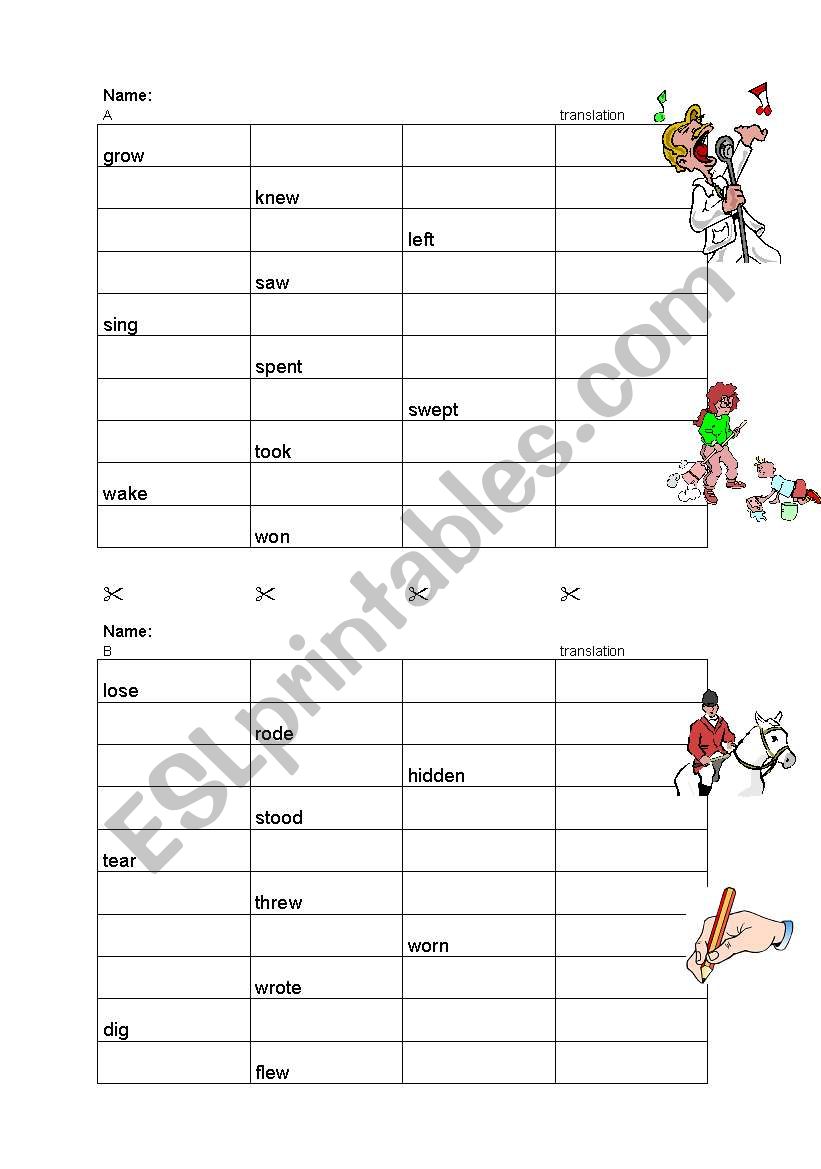 Irregular verbs - short test, revision