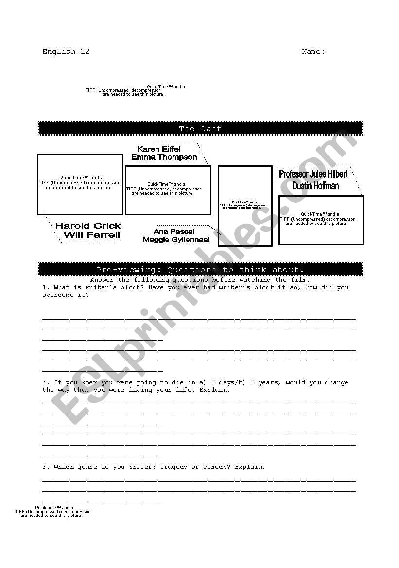 Stranger than Fiction  worksheet