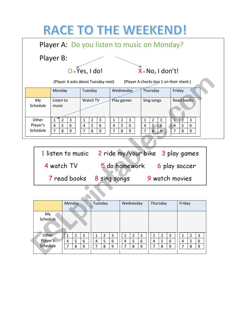Daily Routines Game worksheet