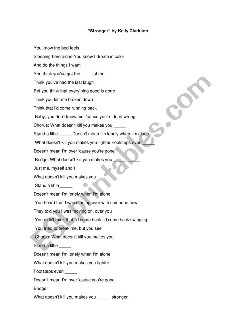 Stronger - Comparatives worksheet