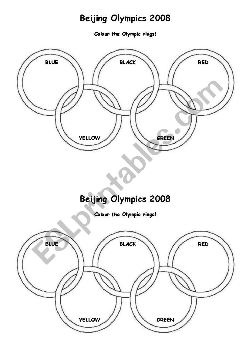 Colour the Olympic Rings worksheet
