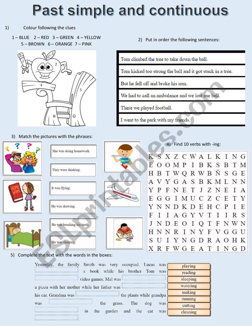 Past simple and continuous worksheet