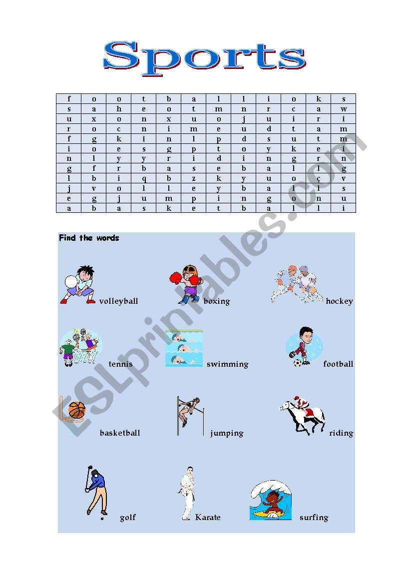 Sports worksheet