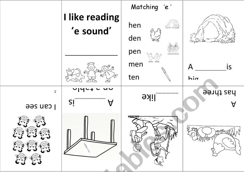 mini book e  sound worksheet