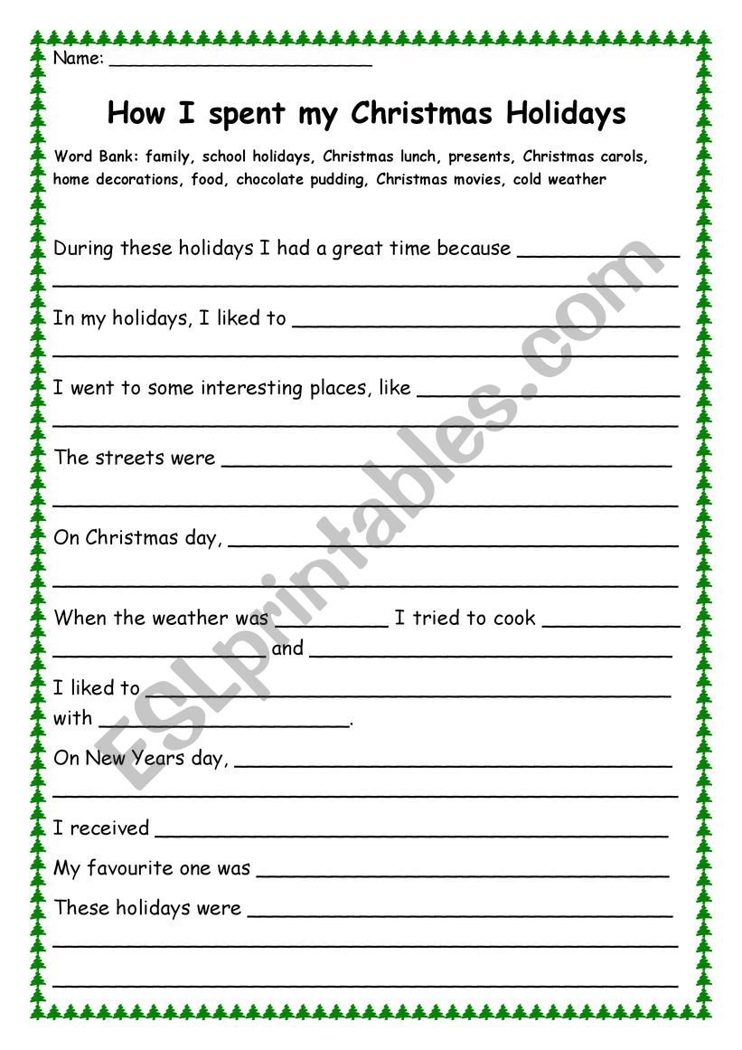 how-i-spent-my-christmas-holidays-esl-worksheet-by-marymary7591