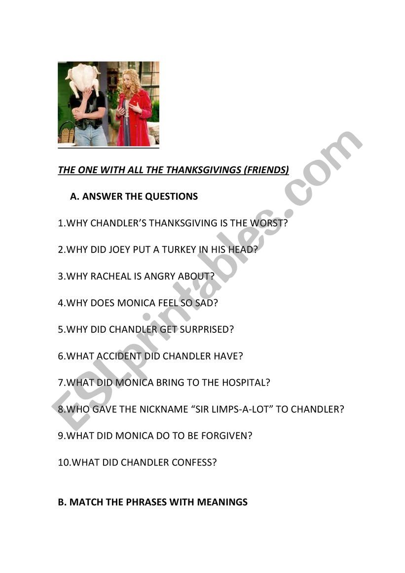 Episode of friends  worksheet