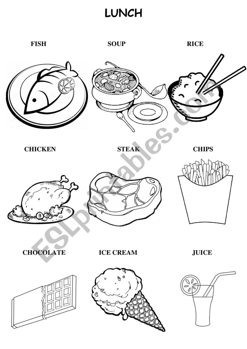 Lunch ESL Worksheet By Cristinakiss