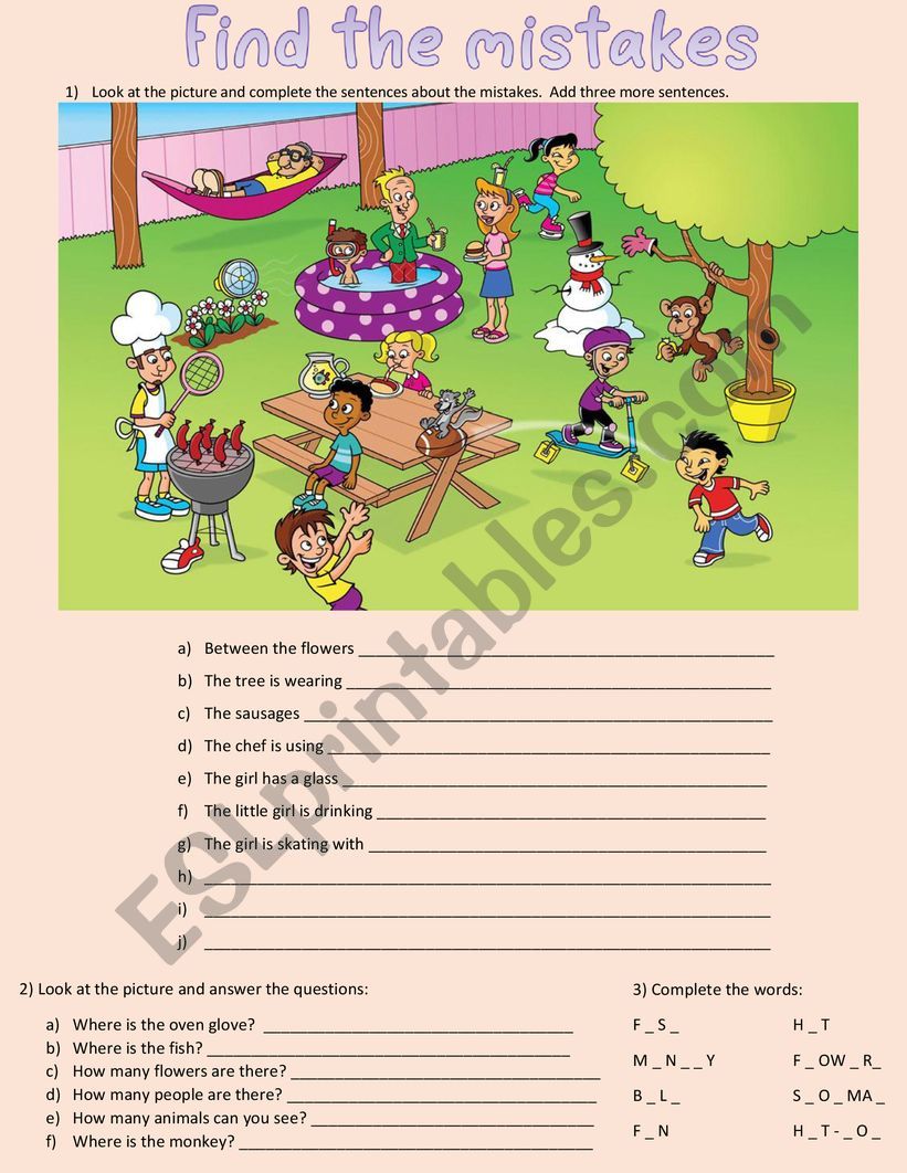 FIND THE MISTAKES worksheet