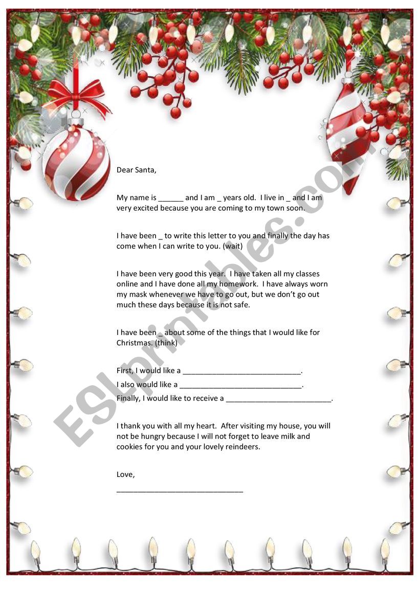 Santa:  I have been good! worksheet