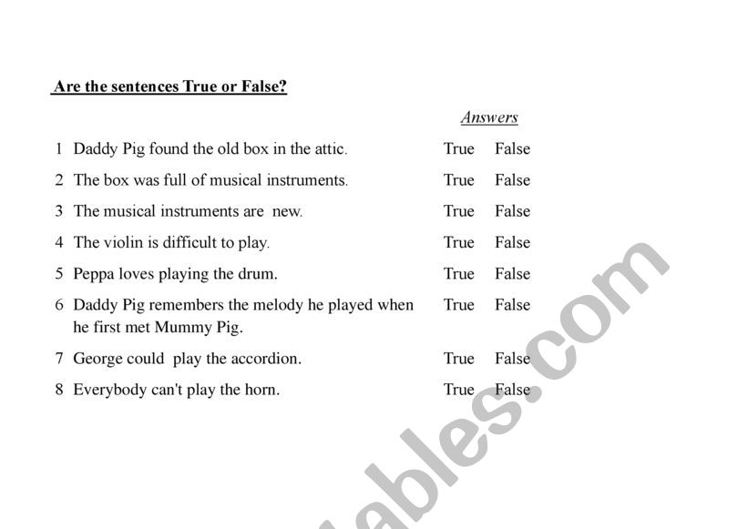 Peppa Pig and musical instruments