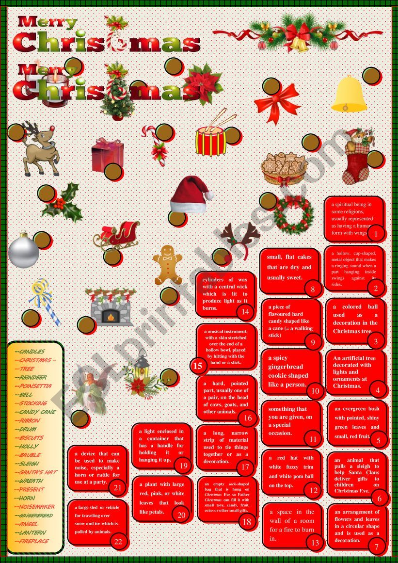 Merry Christmas - Label pictures and provide appropriate defintions  + KEY