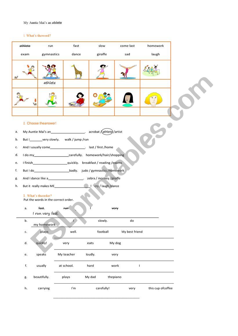 Adverbs+Action worksheet