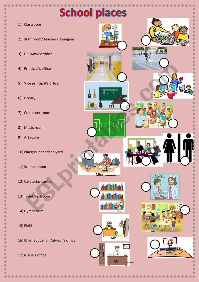 Places in the city worksheet