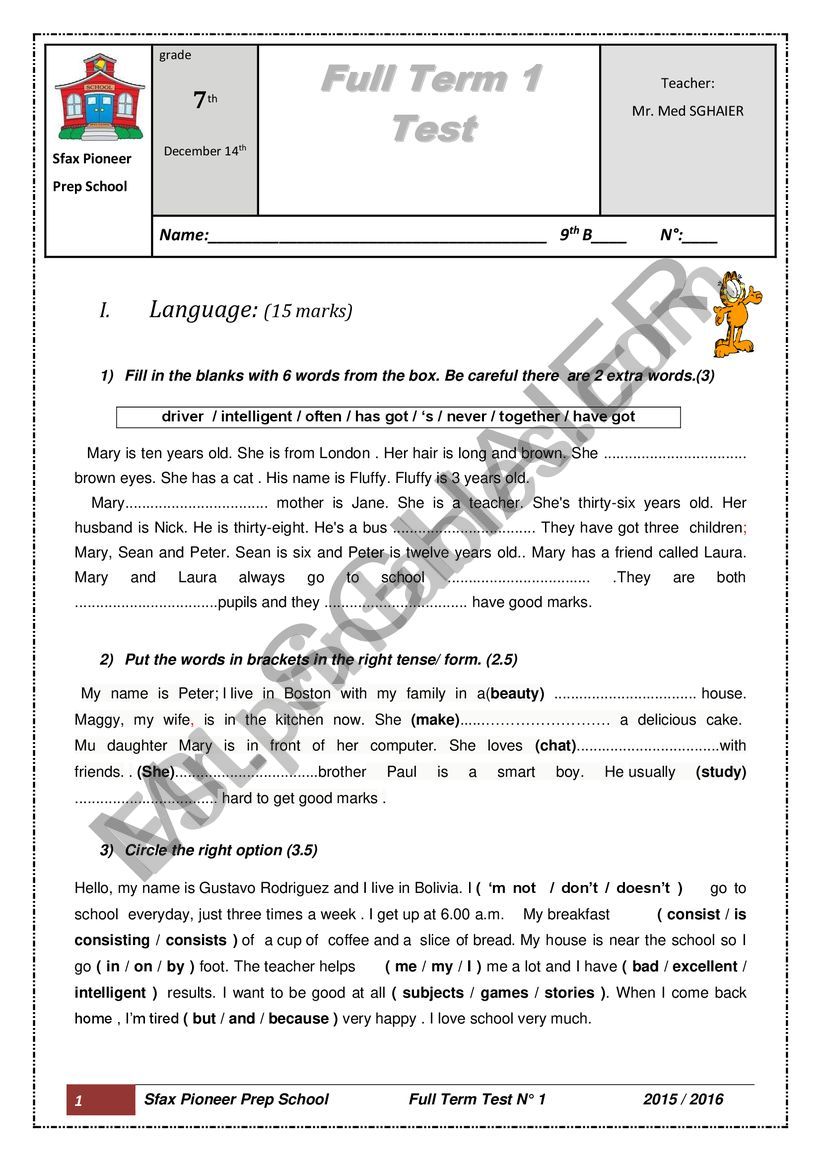  Sfax Pioneer Prep School  worksheet