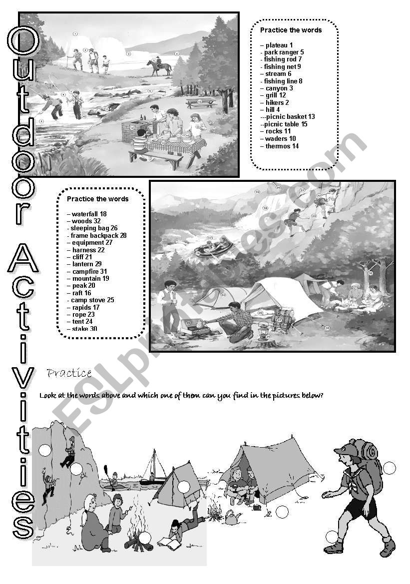 outdoor activities worksheet