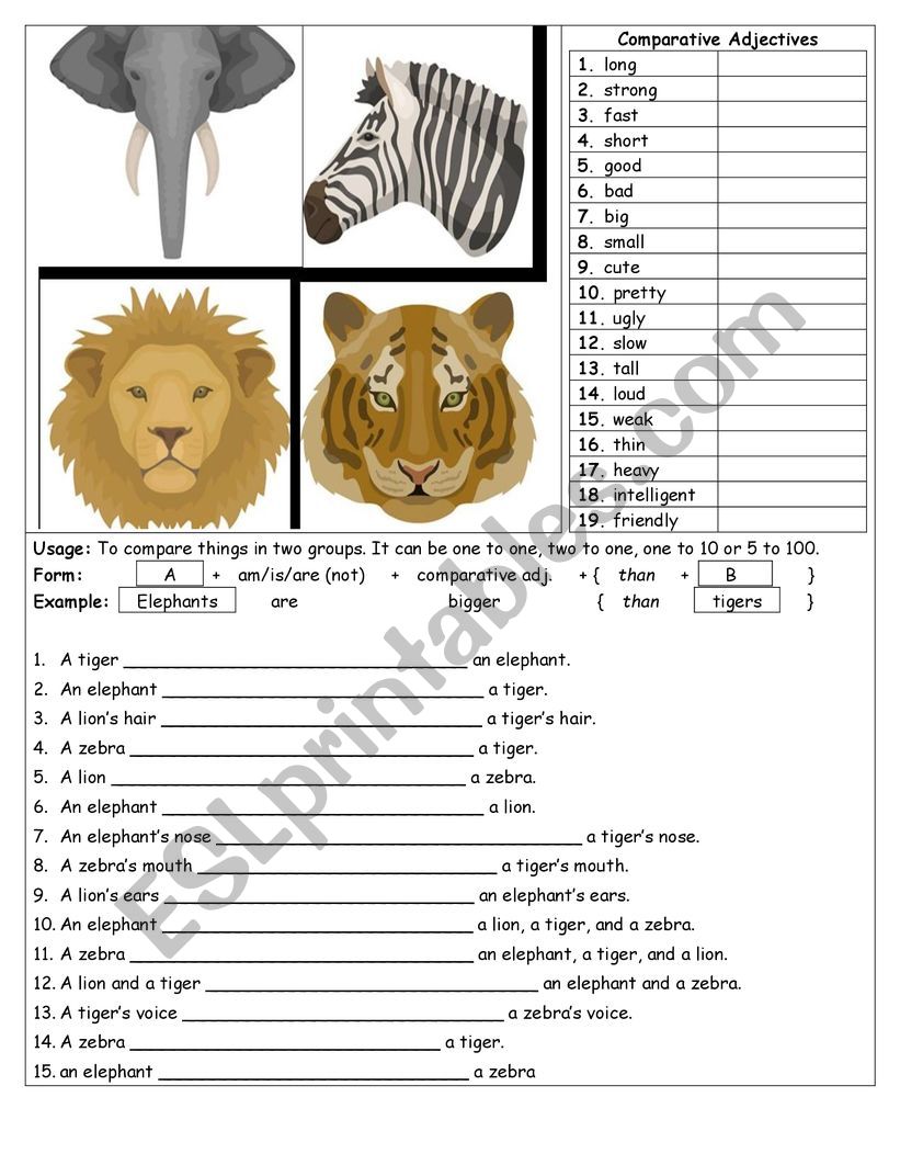 Comparative Handout worksheet