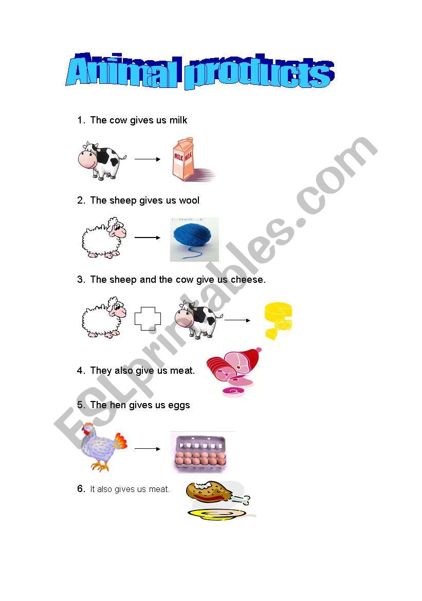 Animals Products  worksheet