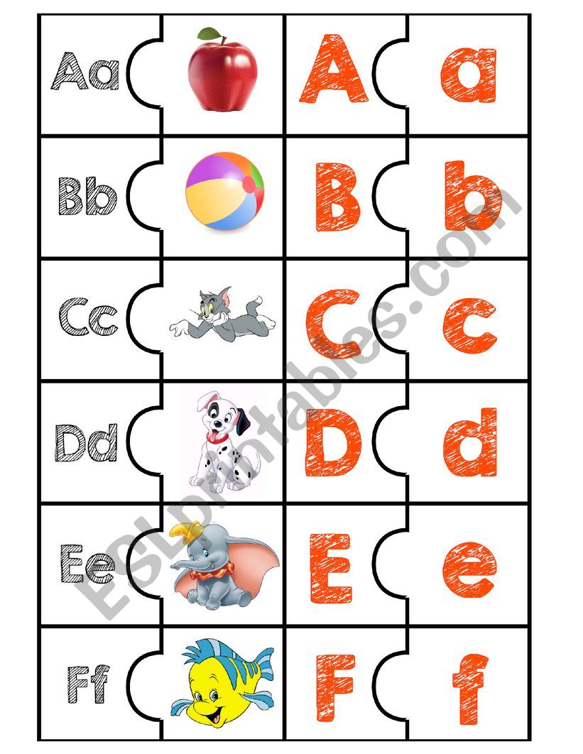 A to F jigsaw  worksheet