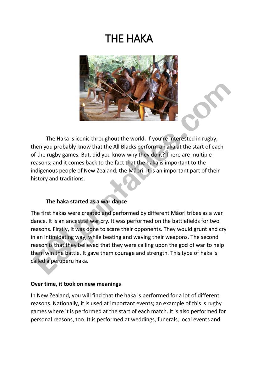 The Haka worksheet